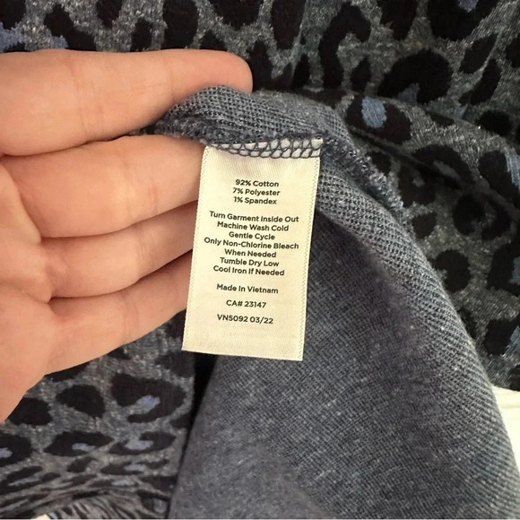 Talbots Women’s Long Sleeve Blue Leopard Print Sweatshirt Cotton Dress Sz L GUC - Picture 6 of 8